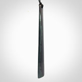 A hand carved large Black Jade drop, roimata, necklace. The cord is a black colour and is a fixed length. A large sized hand made drop necklace by New Zealand artist Kerry Thompson. One off work of art to wear.